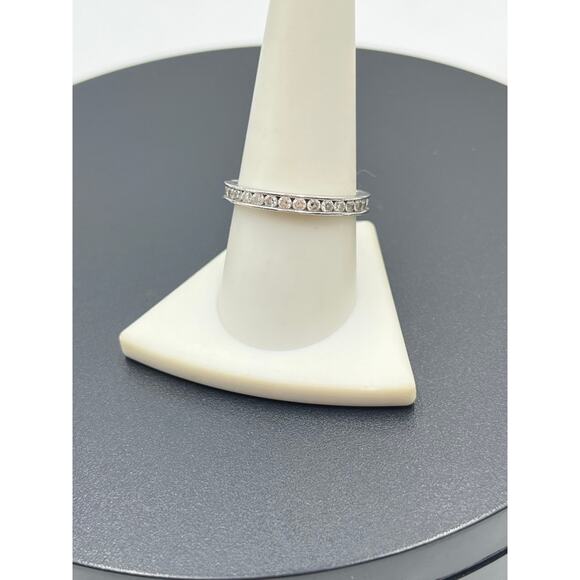SW Signed Sterling Silver CZ Full Eternity Band Ring Sz 9.5 - Picture 11 of 12